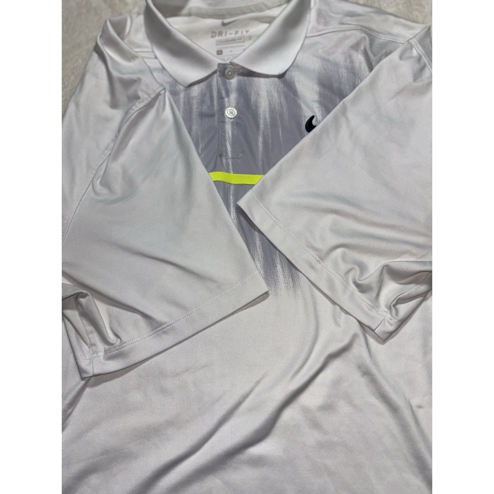 Nike Dri Fit Short Sleeve Neon Line Golf Polo Shirt Size M - Picture 5 of 9
